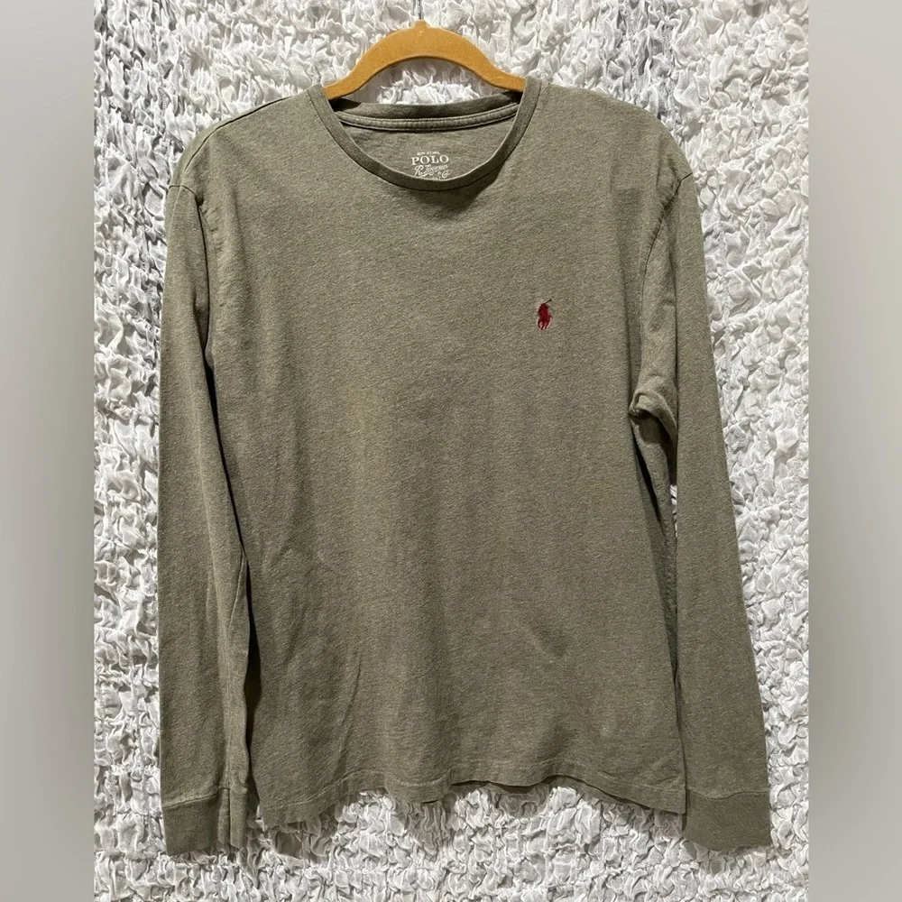 Polo Ralph Lauren OLIVE GREEN CREWNECK Cotton TEE Shirt, MEN SIZE S